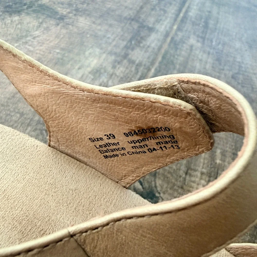 Dansko Beige Leather Wedge Sandals